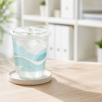 Gobelets en PET transparents personnalisés imprimés en gros, jetables, de 9oz, 12oz, 16oz, 20oz, 24oz, avec couvercles et pailles pour café, thé, lait au thé
