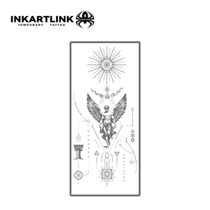INKARTLINK Adesivo Tatuaggio Geometrico Angelo Alato Statua Sole Totem Fasi Lunari Pilastro Greco Estetico Erboristico 15 Giorni Confezione Bulk - Product Image 3