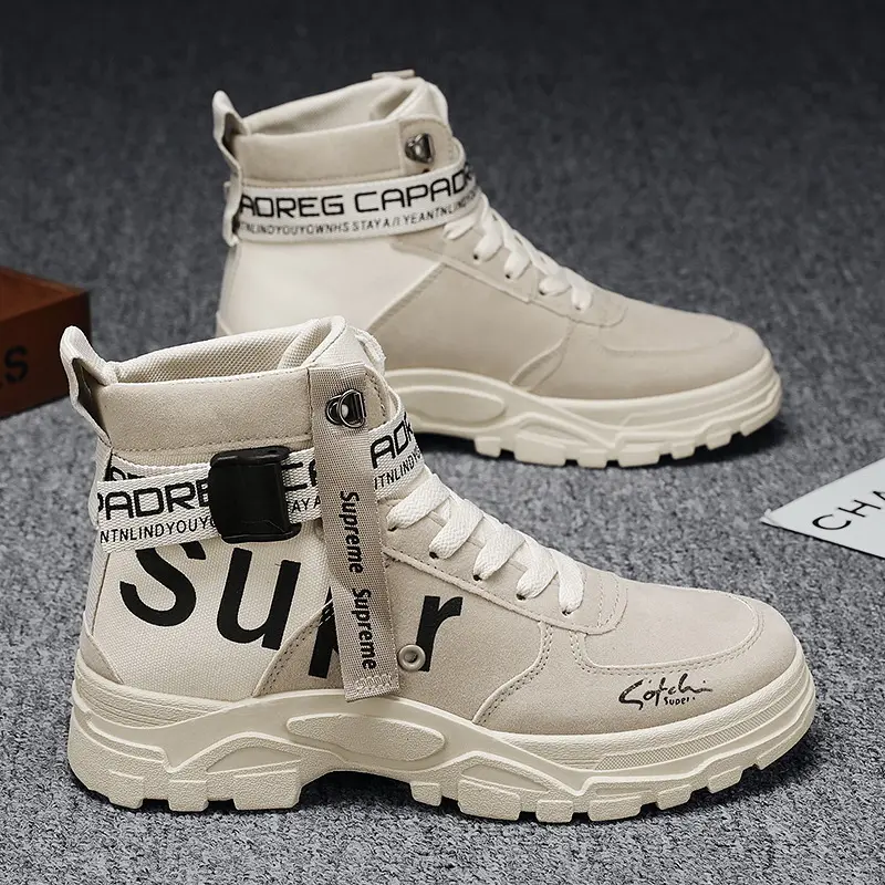 2023 New Design High Quality Fashion Lace up Canvas Label Custom Logo Men's Casual Sports Martin Boots