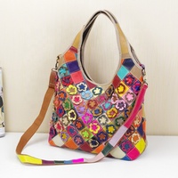 Colete de couro feminino, bolsa de ombro 2d, flor, moda feminina, de mão, 100%, couro genuíno, tote geométrico
