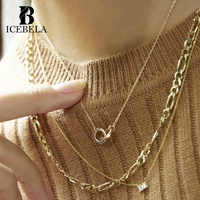 Collier et bagues en argent sterling 925, bijoux fins coréens minimalistes bicolores, pendentif croisé pour femmes