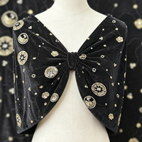 Tissu en velours noir A047 avec broderie de sequins et perles à motif ondulé doré pour robes de soirée et jupes midi