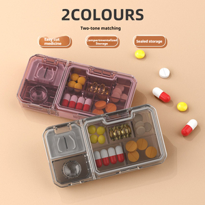 Boîte de rangement portable multifonctionnelle pour médicaments, coupe-pilule, plaque de séparation pour le broyage <span class=keywords><strong>des</strong></span> pilules, distributeur, boîte de rangement. - Product Image 2