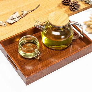 Ebony Wood <b>Tray</b> Rectangular Double Handle For Home Hotel <b>Tea</b> Room Use - Product Image 2