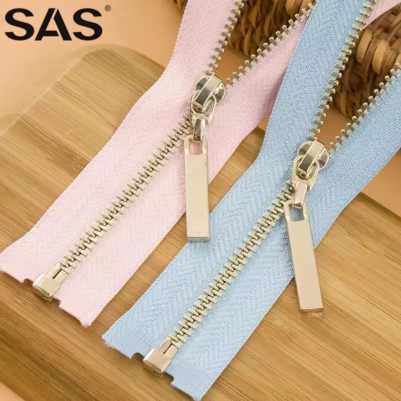 SAS Best Selling Products in China Garment Zip Bags Jacket Gold Metal Customized Brass Metal Zipper