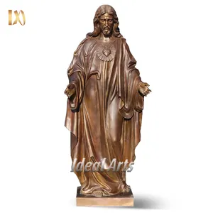 Metal life size bronze jesus sacred heart christian statue for sale