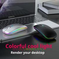 X509 Mouse nirkabel Bt Rgb, tetikus ergonomis lampu latar Led komputer nirkabel dapat diisi ulang untuk Laptop Pc