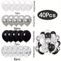 40pcs Ballons Latex Confetti Noir Blanc Globos De Confeti Negro Y Blanco pour Anniversaire Mariage Boda