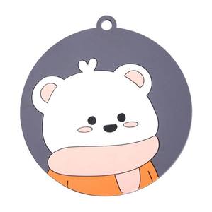 Cartoon Animal Round Silicone Cup Coaster Non Slip Heat Resistant Waterproof With Hanging Hole <b>Table</b> <b>Protection</b> Pad For Home Use - Product Image 2