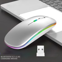 Mouse nirkabel Bluetooth dapat diisi ulang, dengan USB RGB 2.4GHz untuk komputer, Laptop, Tablet, Mouse nirkabel PC