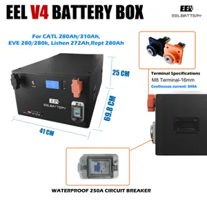 EEL noir V4 48V 280ah 5kwh 15kwh rack de serveur batterie lifepo4 avec 16S bms kit de boîte de batterie de stockage d'énergie