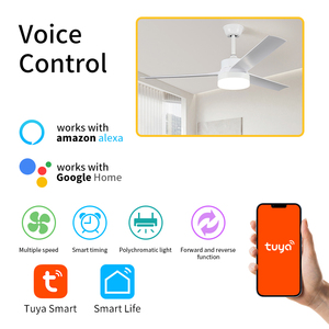 High CFM Quiet LED Ceiling Fan, Contemporary DC Motor Fan with Remote Control for Indoor <b>Space</b> - Product Image 2