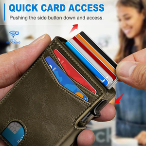 Portafoglio da Uomo Sottile con Fermasoldi, Porta Carte di Credito in Metallo e Pelle PU Crazy Horse, con Chiusura Magnetica, per Regalo, 9 Scomparti per Carte - Product Image 5