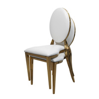 Chaises d'hôtel en acier inoxydable Mary White en cuir PU pour banquets, mariages, événements, fêtes et salles de réception, restaurants