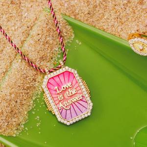 Tarjetas de <span class=keywords><strong>Tarot</strong></span> de acero inoxidable SMing con colgante de collar de aceite de gota de diamante joyería de moda chapada en oro de 18 quilates para mujer - Product Image 6