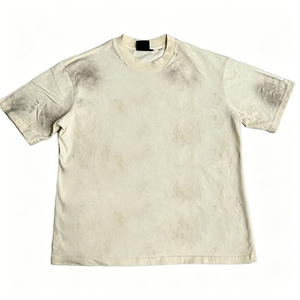 Camisetas Blancas Lisas para Hombre de Alta Calidad, 250 Gramos, 100% Algodón, Estilo Desgastado con Lavado Ácido, Corte Holgado, Estilo Urbano, Entrega Rápida - Product Image 1