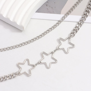 Chaîne de taille en alliage de zinc en forme d'étoile, double couche, style hip-hop, chaîne de corps tendance, usage quotidien, chaîne de pantalon unisexe - Product Image 4