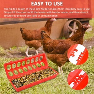1 pièce Mangeoire au sol pour volailles à double rangée 12/18 trous, en plastique à clapet, pour l'alimentation des poulets, fournitures d'élevage agricole - Product Image 2