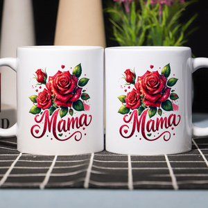 Nouvelle <span class=keywords><strong>tasse</strong></span> à café en céramique Diytree motif de fleurs rouges cadeau de fête des mères anniversaire Rose <span class=keywords><strong>tasse</strong></span> pour les nouvelles mères et grands-mères - Product Image 4