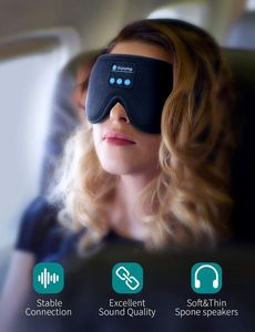 Antifaz <span class=keywords><strong>para</strong></span> <span class=keywords><strong>Dormir</strong></span> 3D de Algodón con Bluetooth 5.3 Inalámbrico, con Correa Elástica y Diseño de Punto, Color Azul - Product Image 4