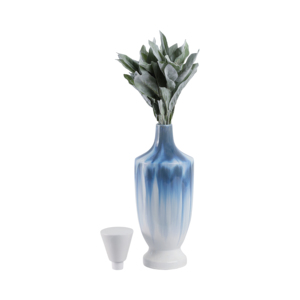 Vaso Decorativo Moderno in Ceramica Bicolore Blu e Bianco con Coperchio per Soggiorno, Camera da Letto e Esposizione su Tavolo - Product Image 2