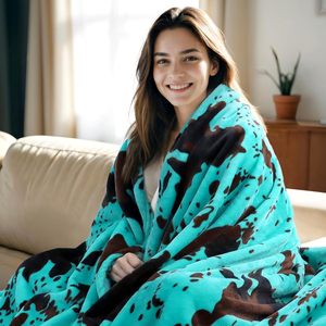 Coperta in pile stampata color verde acqua, blu ciano, leggera e morbida, per tutte le stagioni, regalo per compleanno, Natale, <span class=keywords><strong>Pasqua</strong></span> - Product Image 2