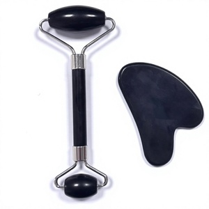 Natural Black Xiuyan <b>Jade</b> Guasha Board and Face <b>Roller</b> Massage for Facial Skin Care - Product Image 4