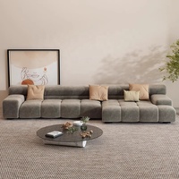 Modernes Luxus U-förmiges Modulares Ecksofa Beige Stoff Gepolstertes Sofa mit Zierkissen für Wohnzimmer Hotel Villa Zuhause
