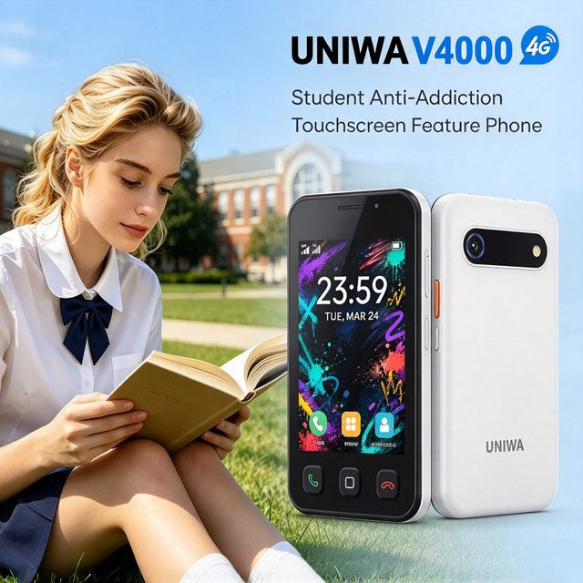 UNIWA V4000 Low Price 3.5 Inch Dual Sim Dual Standby 4G Feature Cellphone Senior Touch Screen Mobile Phone