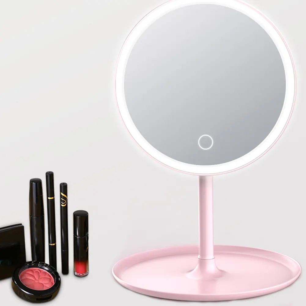 China wholesale beauty store Touch Screen Smart Round vanity table with led light makeup mirror lamp
