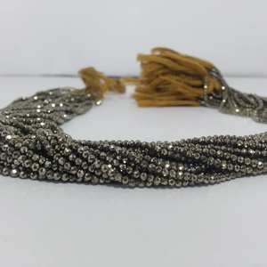 Perles de pyrite naturelle facettées rondes de 2 mm, couleur marron, pour la fabrication de bijoux semi-précieux, colliers et bracelets - Product Image 3