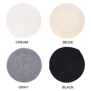 Béret en <span class=keywords><strong>tricot</strong></span> Vintage pour <span class=keywords><strong>femme</strong></span>, casquette d'hiver décontractée, élastique, couleur unie, <span class=keywords><strong>bonnet</strong></span> chaud pour l'extérieur, fête - Product Image 3