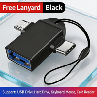 Adaptateur OTG Type-C 2-en-1 Micro USB vers USB-C Convertisseur de synchronisation Lecteur de clé USB pour téléphone Connecteur de souris Connecteur USB