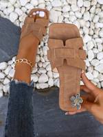 Nouvelles sandales pour femmes en forme de H, chaussures décontractées ; Chaussures de plage confortables pour l'été avec semelle extérieure en PU, couleurs marron et beige