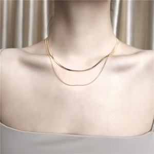 Wholesale Herringbone Chain 18K Gold Plated <b>Choker</b> Necklace Jewelry Stainless Steel Customized Snake Chain Women Necklace - Product Image 2
