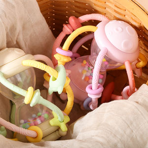 Populaire Silicone De Qualité Alimentaire Multi Anneau Saisir Jeu Sensoriel Sablier Hochet <span class=keywords><strong>Manhattan</strong></span> Dentition Jouet pour Bébés - Product Image 3