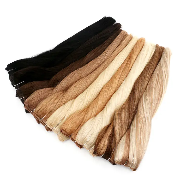 Wholesale Luxury Cuticle Aligned Double Drawn Russian Machine Weft Hair Extensions Human Hair