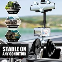 Universal 360 °   Soporte Giratorio y Retráctil para Teléfono Móvil en el Espejo Retrovisor del Coche, Compatible con Todos los Teléfonos de 4-7 Pulgadas