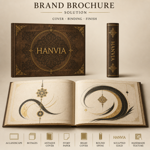 Portafoglio d'arte sacra personalizzato con calligrafia e manoscritto islamico arabo tradizionale, formato A4 orizzontale, copertina rigida con stampa in oro - Product Image 3
