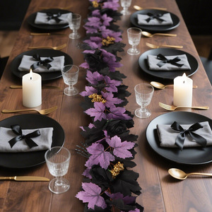 Guirlande en rotin en forme de feuille d'érable violette, décoration artificielle pour Halloween et Noël, 6 pieds de long, style A B C D - Product Image 3