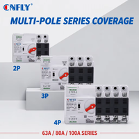 CNFLY PV Photovoltaic ATS 2P Saklar Transfer Otomatis Pengalih Daya Ganda dari Listrik Kota ke Generator 120V/240V Pengalihan 63A 80A 100A