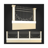 Rampe de fenêtre en fer forgé de style antique, rampe d'escalier extérieure en fer forgé de haute qualité, pièces de rampe en fer forgé ornemental