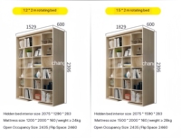Verstecktes Wandregal Murphy-Bett mit Kleiderschrank Multifunktionales Drehbares Klappbett mit Schreibtisch Wandbetten