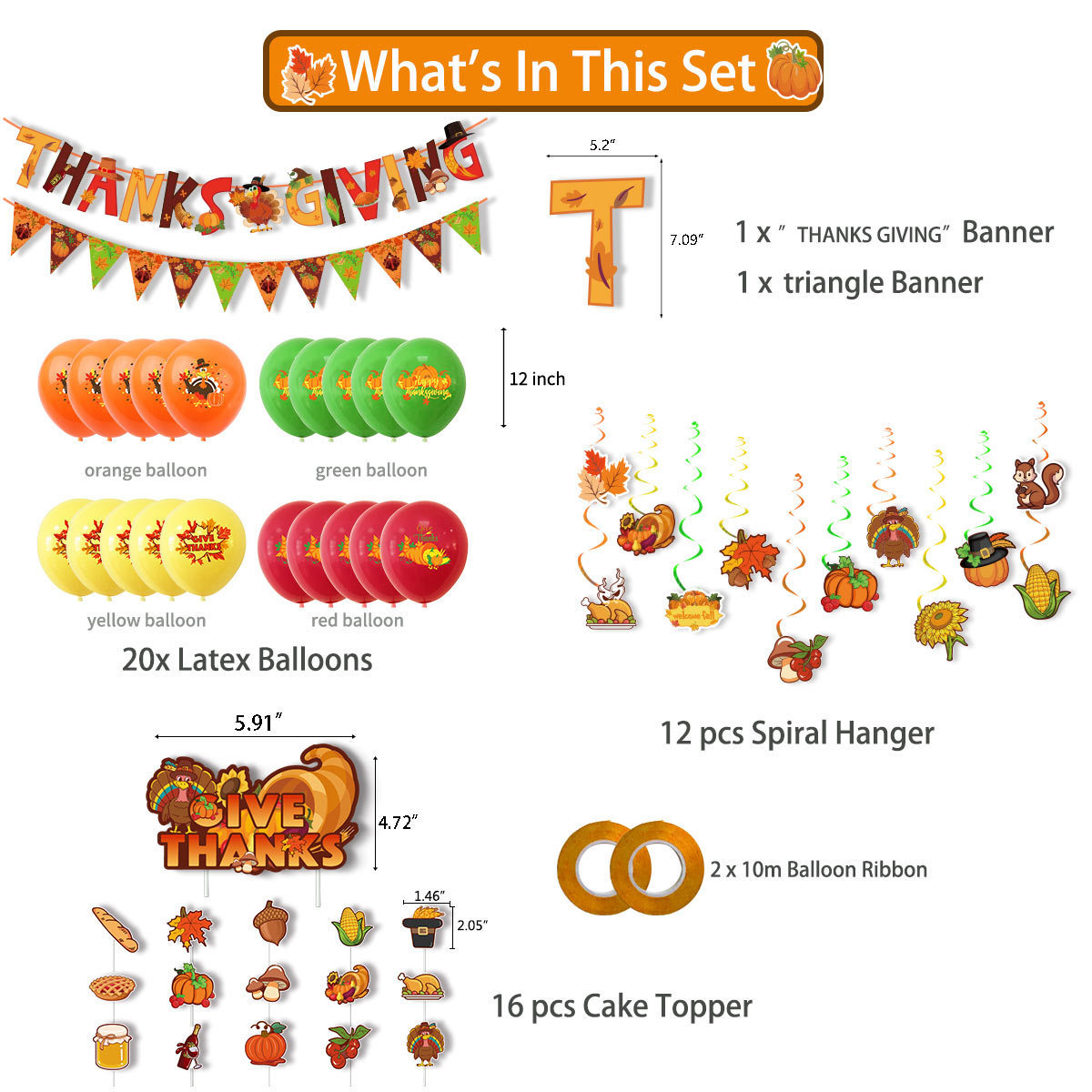 Orange PTZ0172-2 (Extra 6pcs hanging swirl+card)