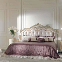 Ensemble de meubles de chambre à coucher sur mesure de style français avec lit queen size, ensemble de chambre à coucher élégant en bois sculpté doré