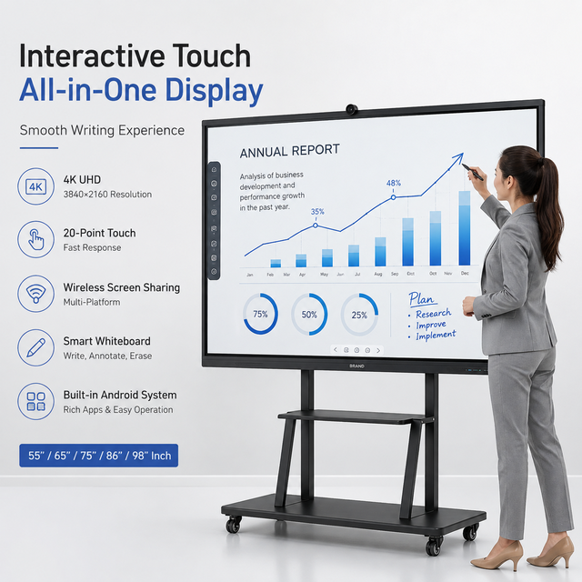 Digital Interactive Whiteboard Smart Board Touch Screen All One Display IPS Panel for 2.1 Android OS School Education Corporate