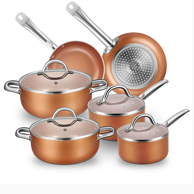 Home Daily Use Ceramic Kitchenware Cooper Pan Nonstick Aluminum Cookware Set Pots And Pans Sets