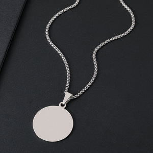 Collana Rotonda in Acciaio Inossidabile <span class=keywords><strong>con</strong></span> Logo Inciso al Laser e Stampa a Colori, Materiale per Ciondolo Vuoto <span class=keywords><strong>con</strong></span> Incisione del Nome - Product Image 6