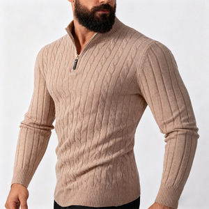 Maglioncino in <span class=keywords><strong>maglia</strong></span> pesante da <span class=keywords><strong>uomo</strong></span> con Zip <span class=keywords><strong>termica</strong></span> autunno inverno Top stile europeo - Product Image 1