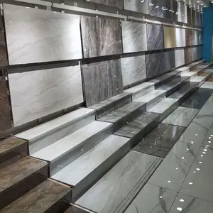 Ceramic Floor Tile Polished Marble Style Non Slip Groove Step Porcelain Tile 30x120 Stairs Tiles